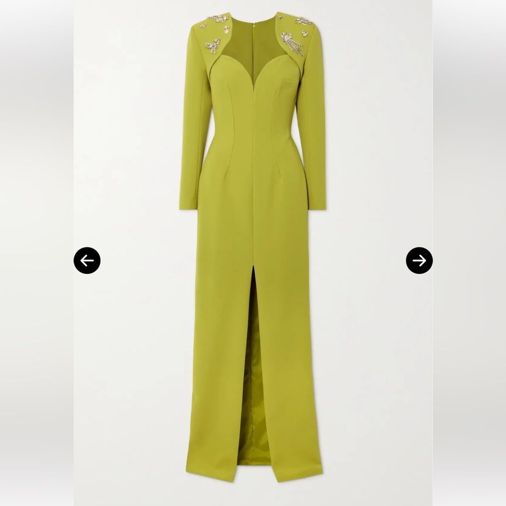 Elegant Long Sleeve Chartreuse Dress - Picture 6 of 13